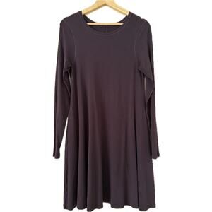 Angelrox Long Sleeve Swing Dress M L Purple Scoop Neck Thumbholes Bamboo Pockets